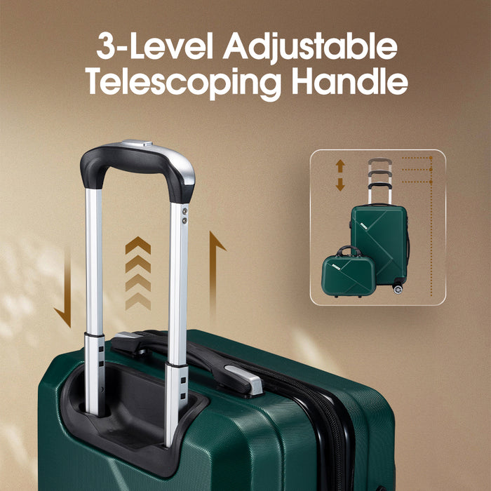 2Pcs Luggage Suitcase Trolley Set Travel Tsa Lock Storage Hard Case Green