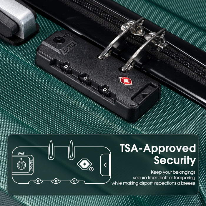 2Pcs Luggage Suitcase Trolley Set Travel Tsa Lock Storage Hard Case Green