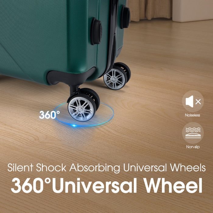 2Pcs Luggage Suitcase Trolley Set Travel Tsa Lock Storage Hard Case Green