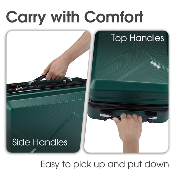 2Pcs Luggage Suitcase Trolley Set Travel Tsa Lock Storage Hard Case Green