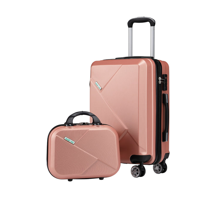 2Pcs Luggage Suitcase Trolley Set Travel Tsa Lock Storage Hard Case Pink