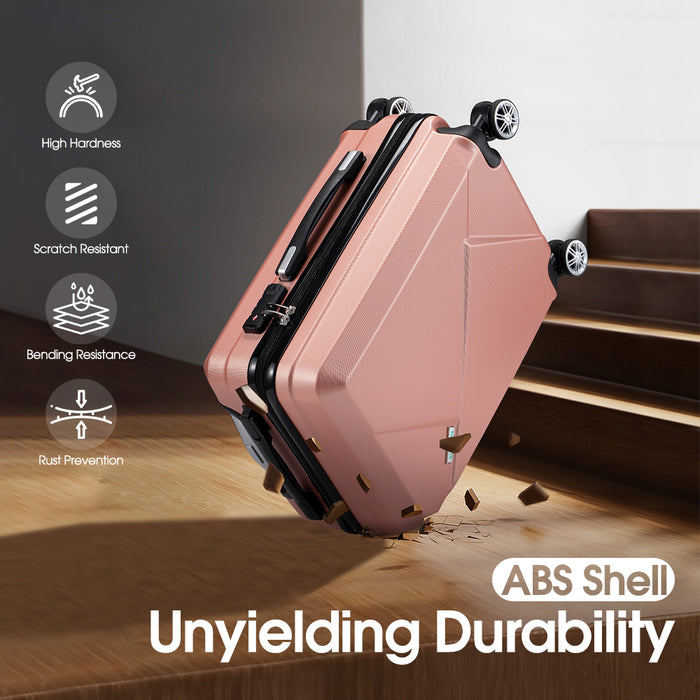 2Pcs Luggage Suitcase Trolley Set Travel Tsa Lock Storage Hard Case Pink