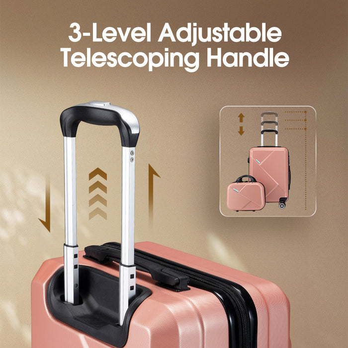 2Pcs Luggage Suitcase Trolley Set Travel Tsa Lock Storage Hard Case Pink