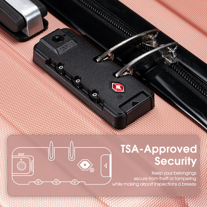 2Pcs Luggage Suitcase Trolley Set Travel Tsa Lock Storage Hard Case Pink