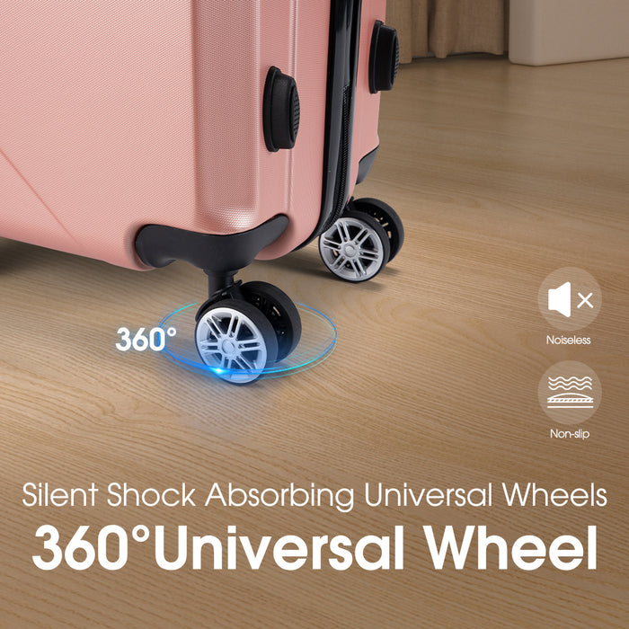 2Pcs Luggage Suitcase Trolley Set Travel Tsa Lock Storage Hard Case Pink