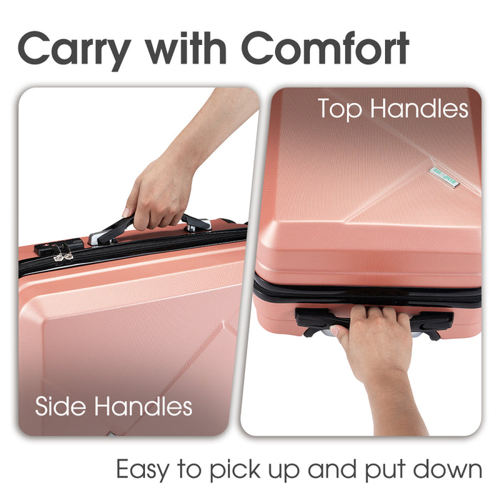 2Pcs Luggage Suitcase Trolley Set Travel Tsa Lock Storage Hard Case Pink