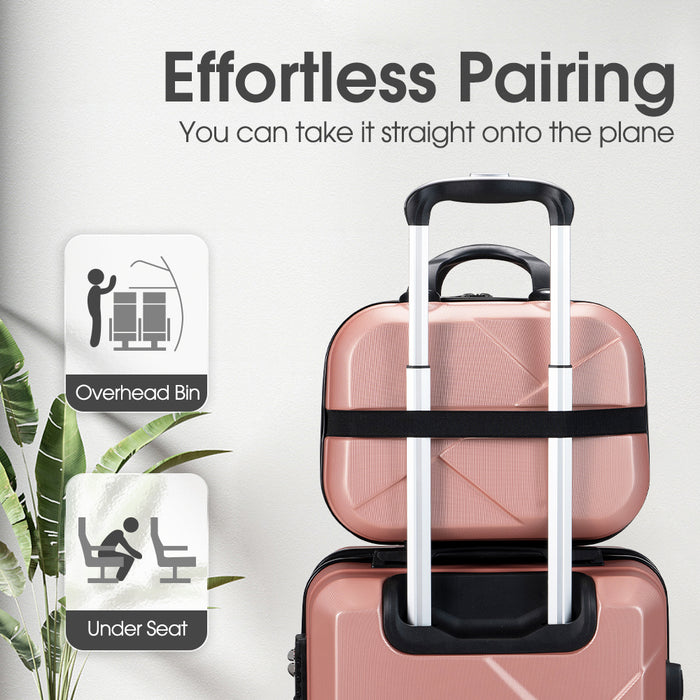 2Pcs Luggage Suitcase Trolley Set Travel Tsa Lock Storage Hard Case Pink