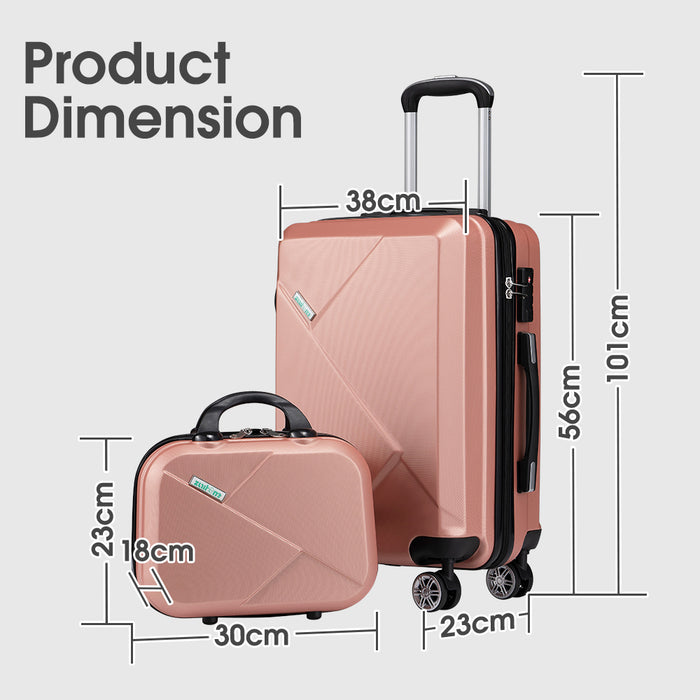2Pcs Luggage Suitcase Trolley Set Travel Tsa Lock Storage Hard Case Pink