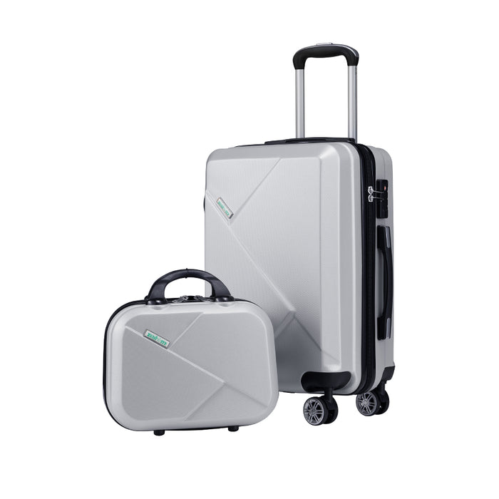 2Pcs Luggage Suitcase Trolley Set Travel Tsa Lock Storage Hard Case Silver