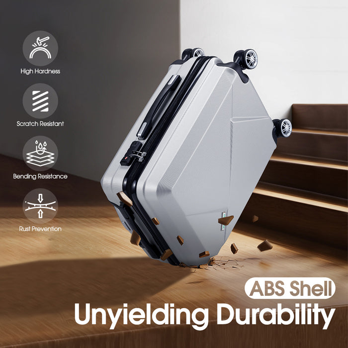 2Pcs Luggage Suitcase Trolley Set Travel Tsa Lock Storage Hard Case Silver