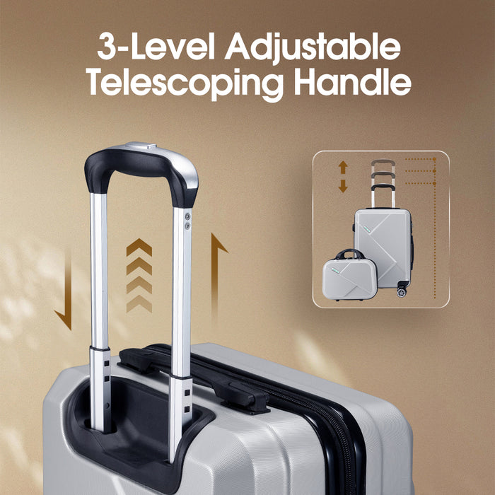 2Pcs Luggage Suitcase Trolley Set Travel Tsa Lock Storage Hard Case Silver