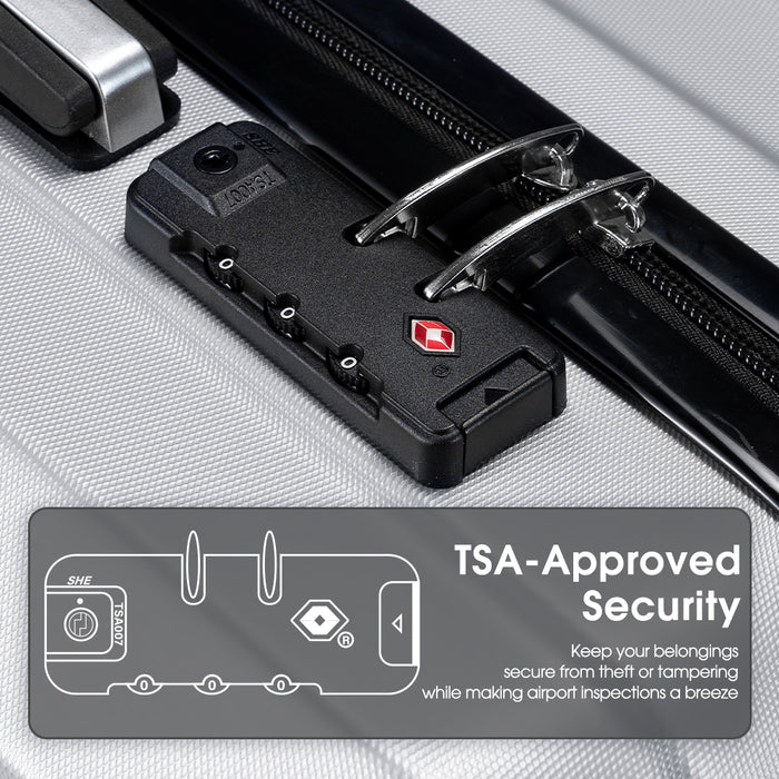 2Pcs Luggage Suitcase Trolley Set Travel Tsa Lock Storage Hard Case Silver