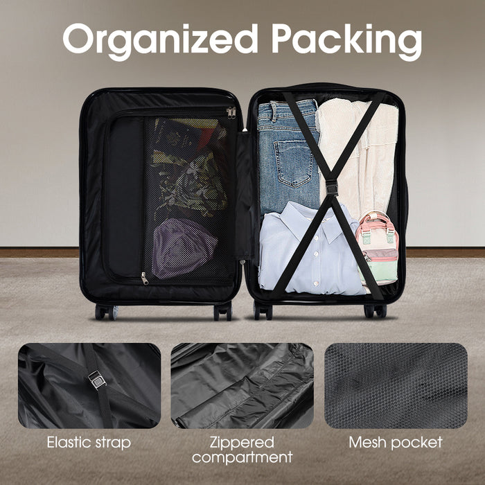 2Pcs Luggage Suitcase Trolley Set Travel Tsa Lock Storage Hard Case Silver