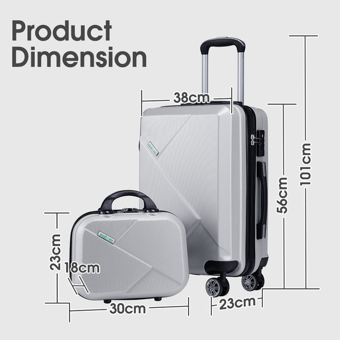 2Pcs Luggage Suitcase Trolley Set Travel Tsa Lock Storage Hard Case Silver