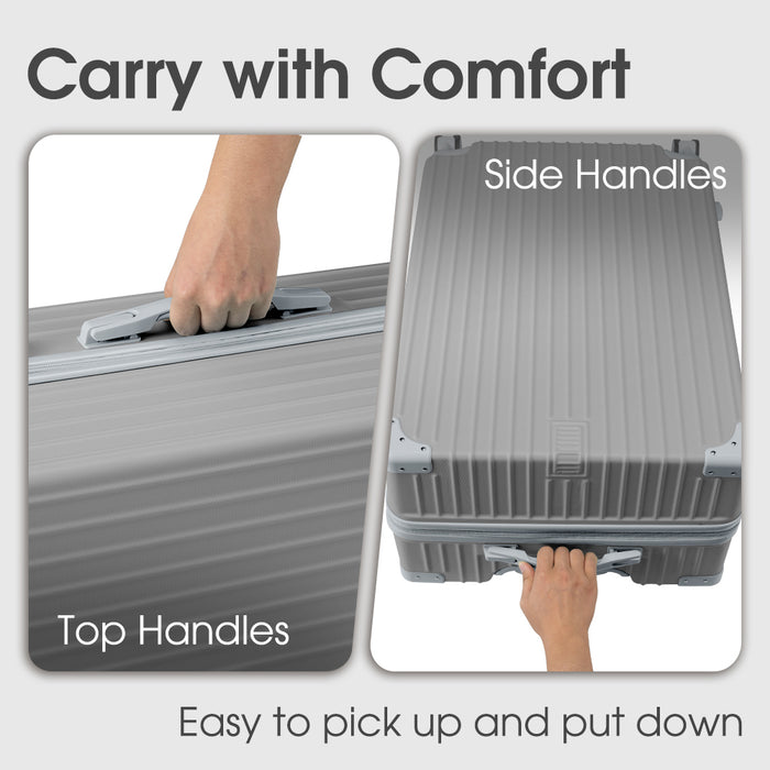 2Pcs 20+14" Luggage Suitcase Trolley Set Travel Tsa Lock Storage Case Grey