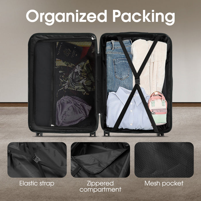 2Pcs 20+14" Luggage Suitcase Trolley Set Travel Tsa Lock Storage Case Grey