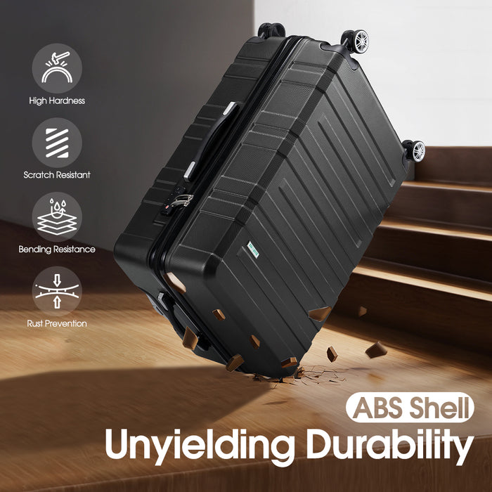 28" Luggage Suitcase Trolley Set Travel Tsa Lock Storage Hard Case Black