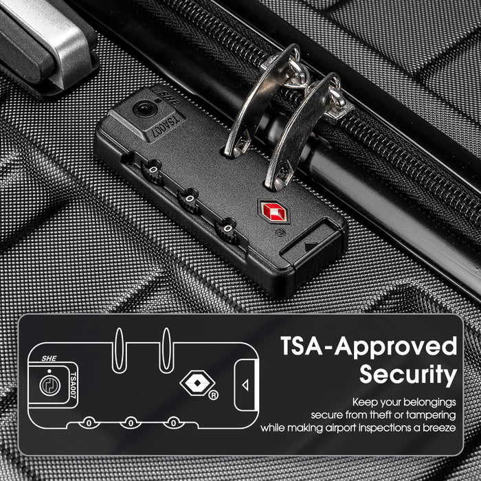 28" Luggage Suitcase Trolley Set Travel Tsa Lock Storage Hard Case Black