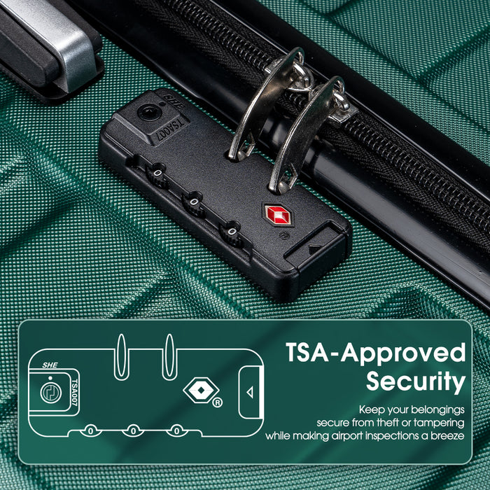 28" Luggage Suitcase Trolley Set Travel Tsa Lock Storage Hard Case Green