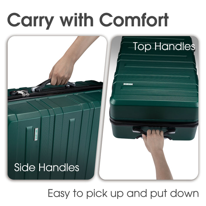 28" Luggage Suitcase Trolley Set Travel Tsa Lock Storage Hard Case Green