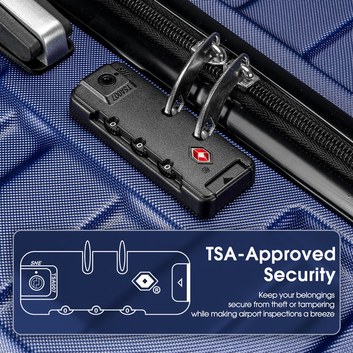 28" Luggage Suitcase Trolley Set Travel Tsa Lock Storage Hard Case Navy