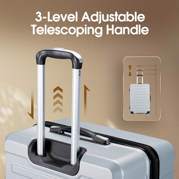 28" Luggage Suitcase Trolley Set Travel Tsa Lock Storage Hard Case Silver