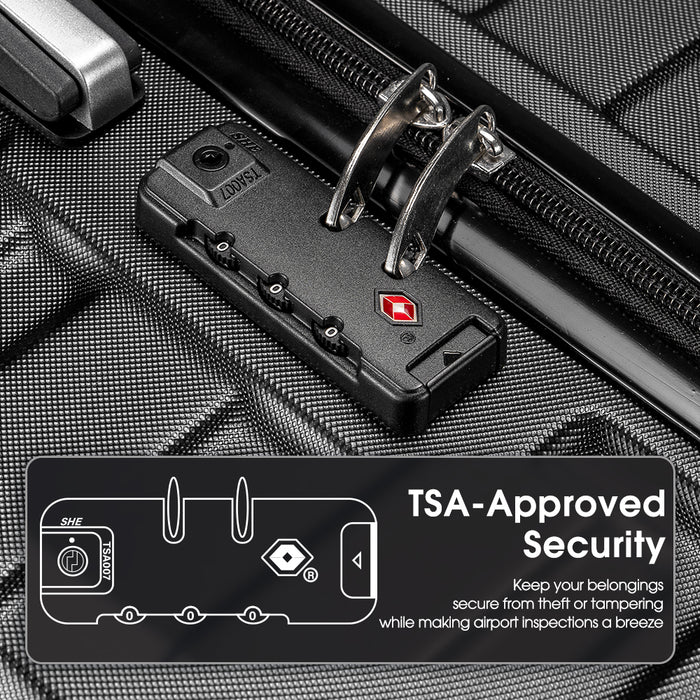 3Pcs Luggage Suitcase Trolley Set Travel Tsa Lock Storage Hard Case Black