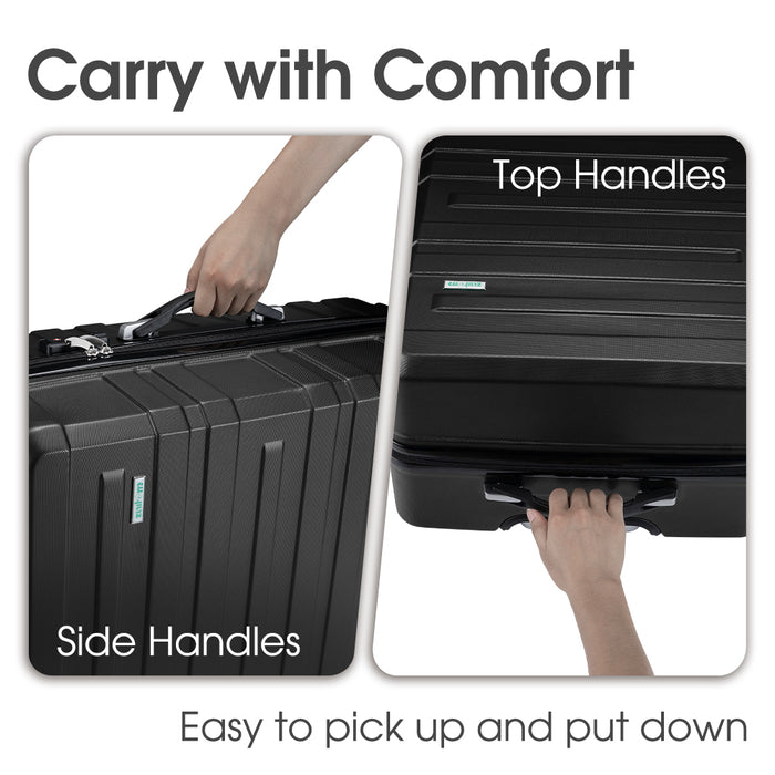 3Pcs Luggage Suitcase Trolley Set Travel Tsa Lock Storage Hard Case Black