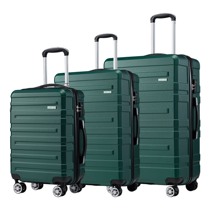3Pcs Luggage Suitcase Trolley Set Travel Tsa Lock Storage Hard Case Green