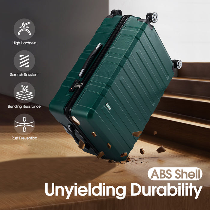 3Pcs Luggage Suitcase Trolley Set Travel Tsa Lock Storage Hard Case Green