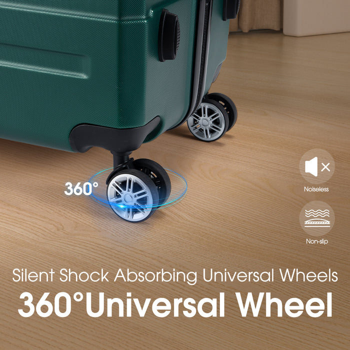 3Pcs Luggage Suitcase Trolley Set Travel Tsa Lock Storage Hard Case Green