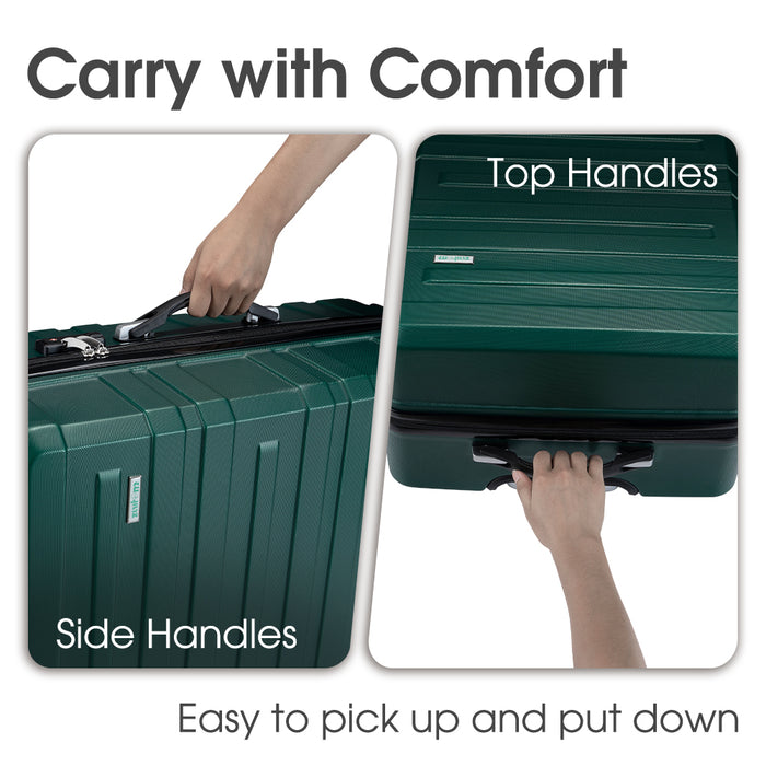 3Pcs Luggage Suitcase Trolley Set Travel Tsa Lock Storage Hard Case Green