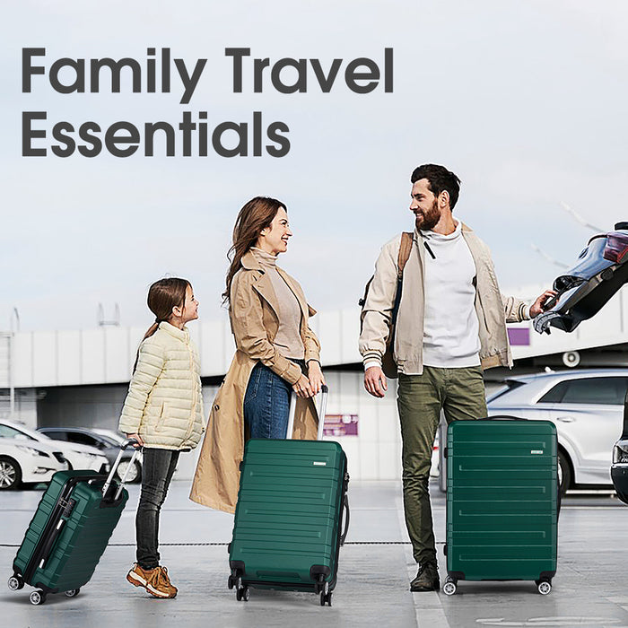 3Pcs Luggage Suitcase Trolley Set Travel Tsa Lock Storage Hard Case Green