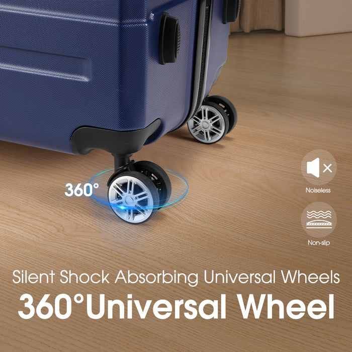 3Pcs Luggage Suitcase Trolley Set Travel Tsa Lock Storage Hard Case Navy