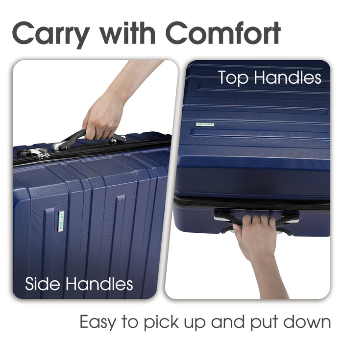 3Pcs Luggage Suitcase Trolley Set Travel Tsa Lock Storage Hard Case Navy