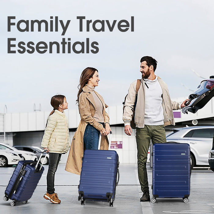 3Pcs Luggage Suitcase Trolley Set Travel Tsa Lock Storage Hard Case Navy