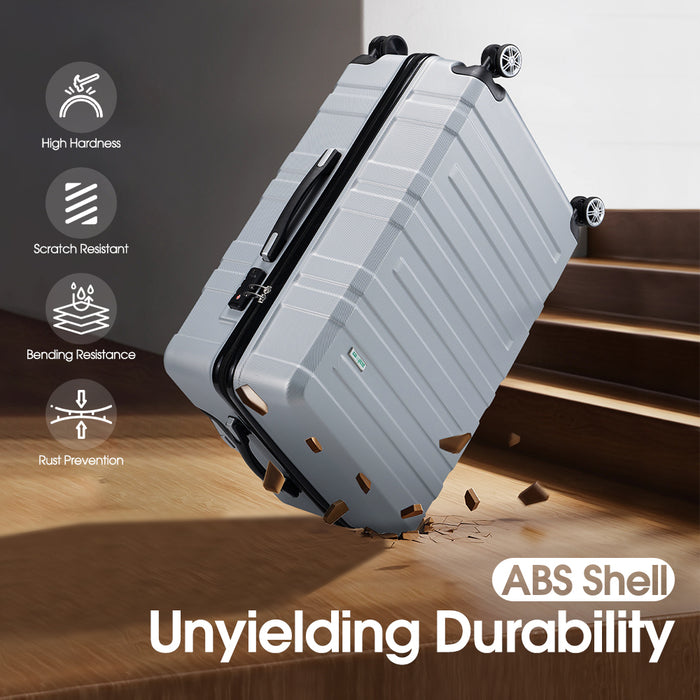 3Pcs Luggage Suitcase Trolley Set Travel Tsa Lock Storage Hard Case Silver