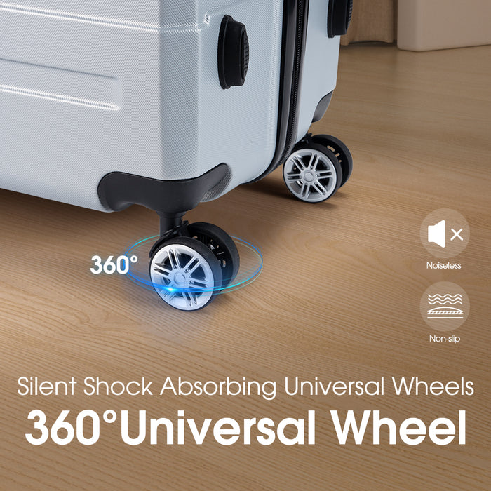 3Pcs Luggage Suitcase Trolley Set Travel Tsa Lock Storage Hard Case Silver