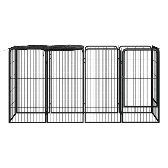 10 - panel Dog Playpen Black 50x100 Cm Powder - coated