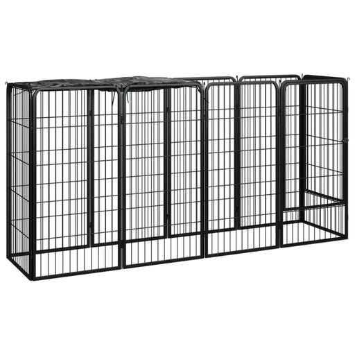 10-panel Dog Playpen Black 50x100 Cm Powder-coated Steel