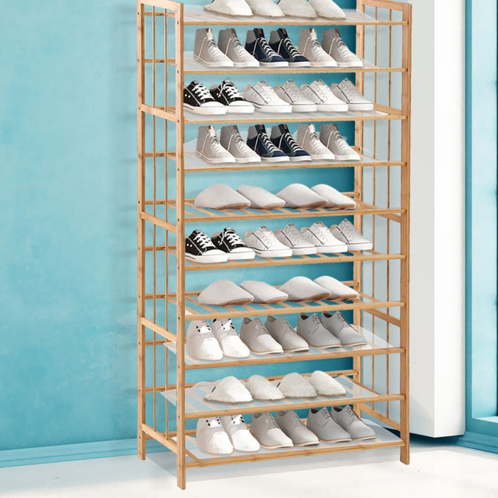 10 Tiers 80cm Wide Bamboo Shoe Rack Storage Wooden