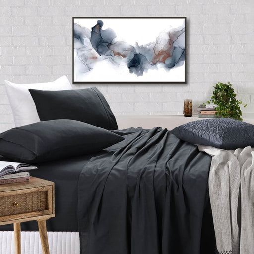 100% Egyptian Cotton Vintage Washed 500tc Charcoal King Bed