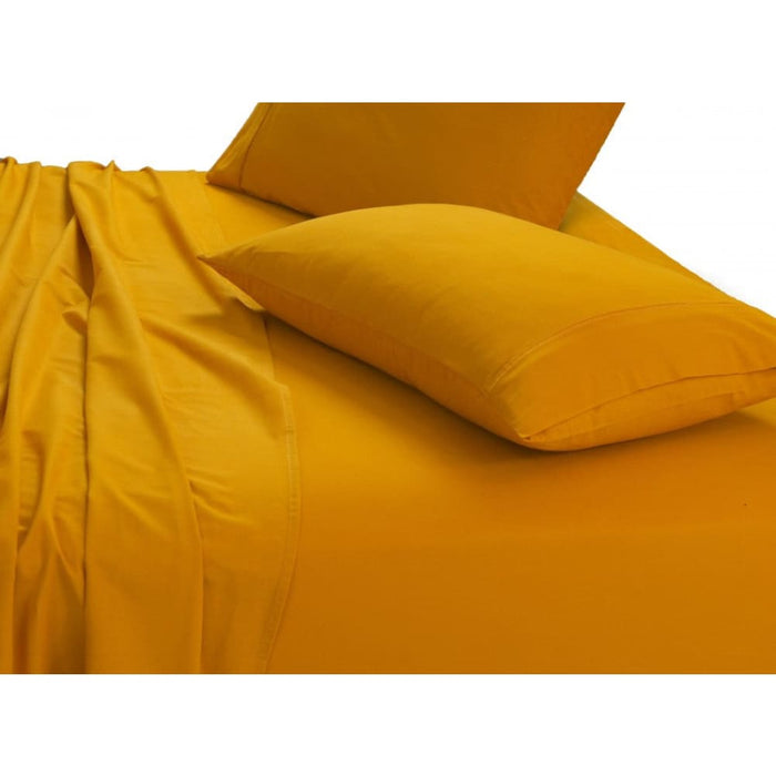 100% Egyptian Cotton Vintage Washed 500tc Mustard Queen Bed