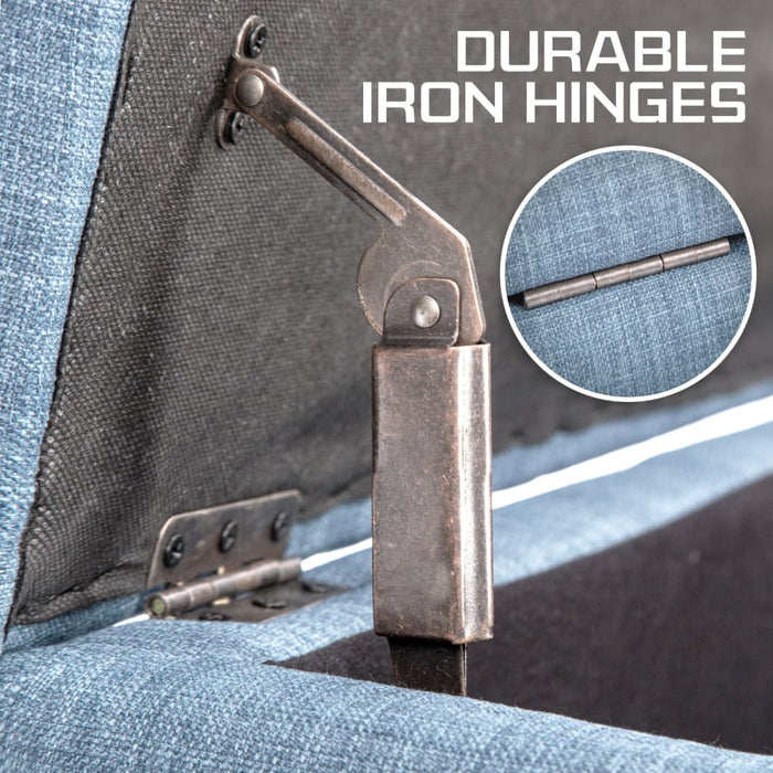 102cm Light Grey Storage Ottoman Stool Fabric