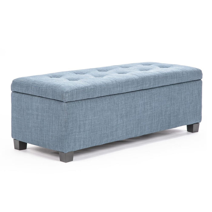 102cm Light Grey Storage Ottoman Stool Fabric