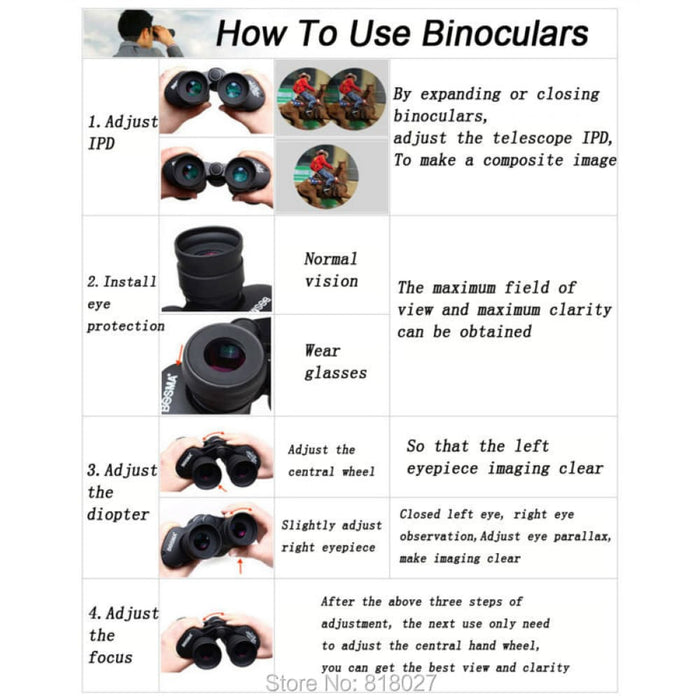 10x42 Nitrogen-filled Central Zoom Binocular Telescope