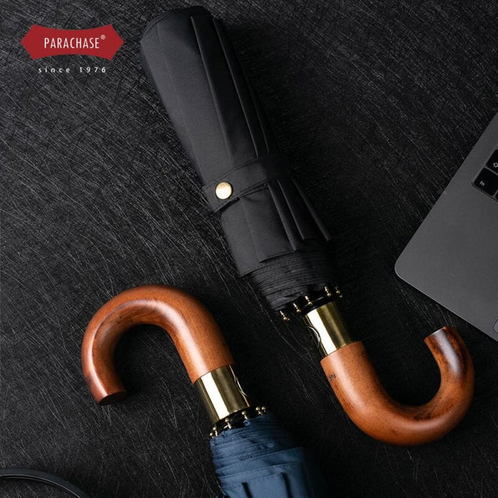 114cm Windproof Rain Umbrella with Wooden Handle