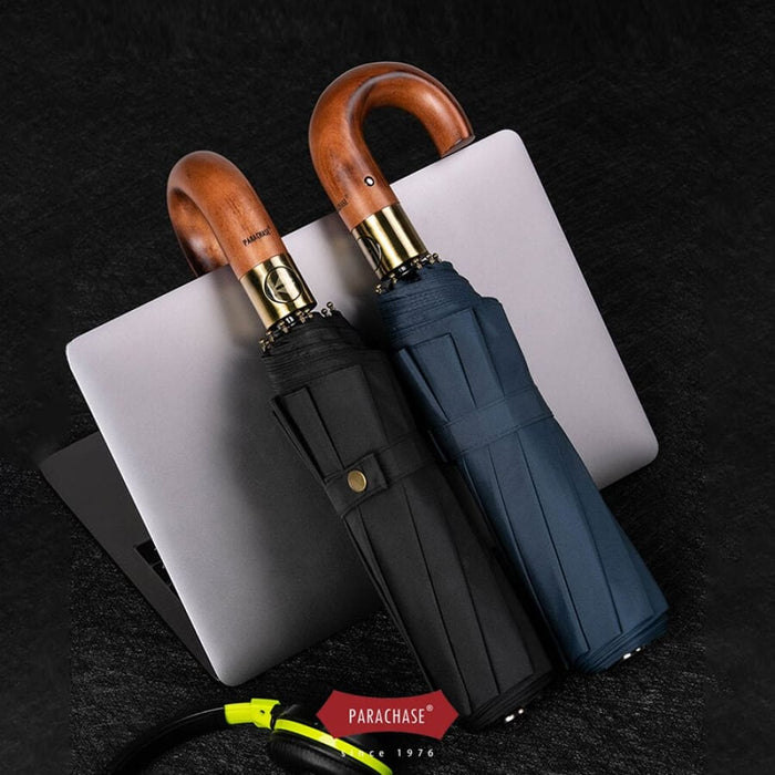 114cm Windproof Rain Umbrella with Wooden Handle
