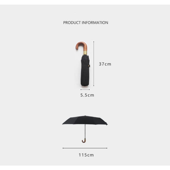115cm Wooden Handle Umbrella with Magnetic Button Cover