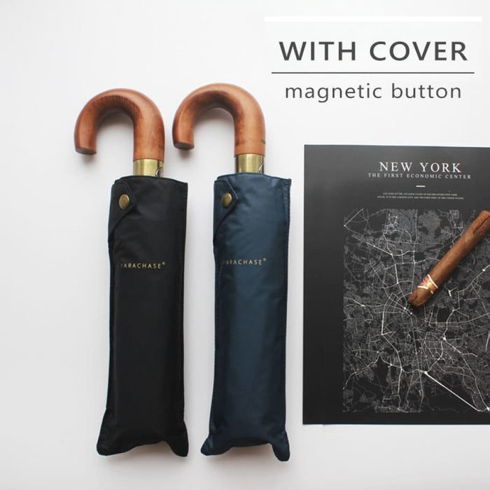 115cm Wooden Handle Umbrella with Magnetic Button Cover
